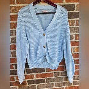 SO Goods For Life  Women's Light Blue Button-Up Sweater